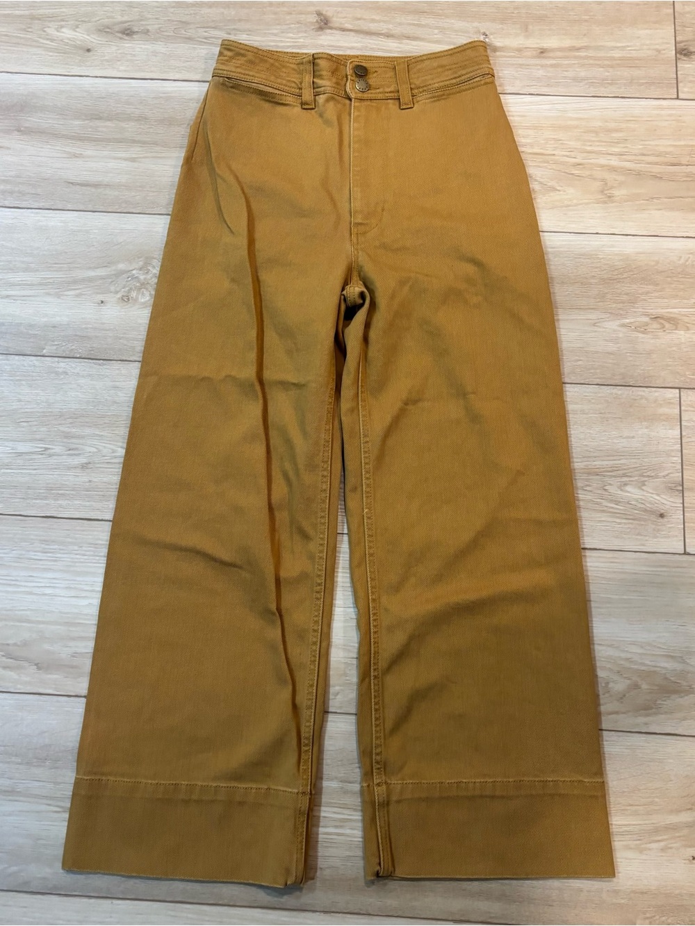 Apiece Apart Merida High Rise Flare Crop Jeans tan brown size 2 excellent